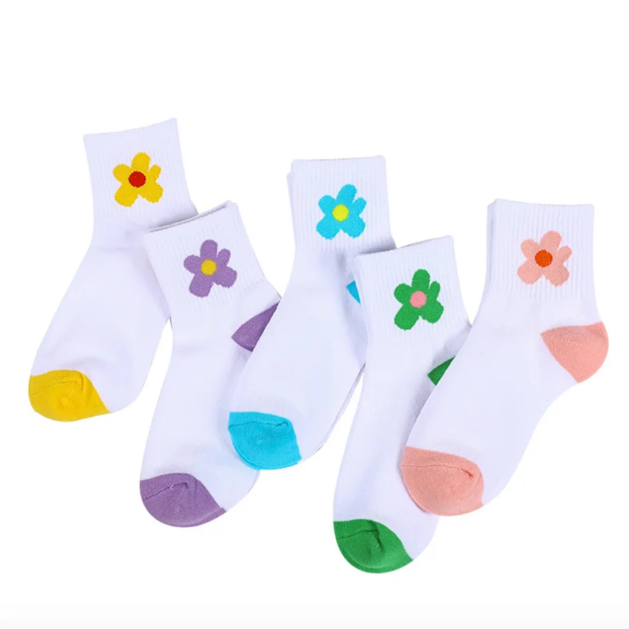 5 пар/компл. Для женщин хлопковые носки Повседневное короткие носки 10 узоров Модный Полосатый Медвежонок ботильоны Стиль