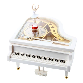 

Carillon Music Box Music Box Grand Piano white Ballerina New