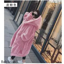 Зимнее пальто из искусственного меха большого размера, Женская парка, длинная теплая куртка из искусственного меха, пальто, худи, свободное зимнее пальто, верхняя одежда, casaco feminino