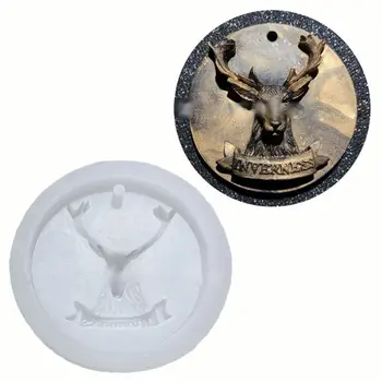 

3D Christmas Deer Round Disc DIY Pendant Epoxy Resin Silicone Molds Elk Antler Resin Casting Molds Jewelry Making Tools