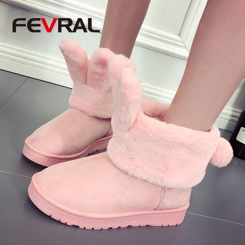 

FEVRAL New Woman Boots Down Winter Boots Waterproof Warm Ankle Snow Boots Ladies Shoes Woman Warm Fur Botas Mujer Casual Booties