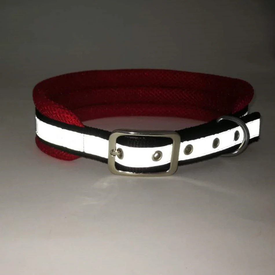Dog Collar Pet Adjustable Mesh Collar Reflective Polka Dot Breathable Padded Collar for Large Dogs German Shepherd
