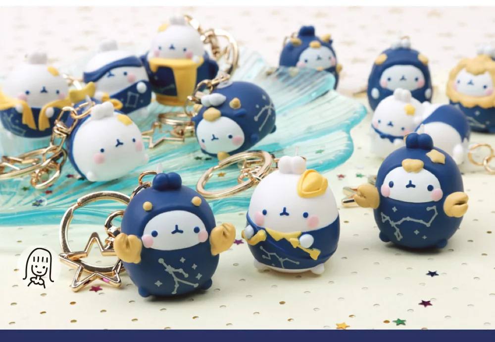 MOLANG Twelve Constellation Rabbit Keychain Blind Box Toys Korea Guess Bag Caja Ciega Blind Bag Toy for Girl Figures Cute Model