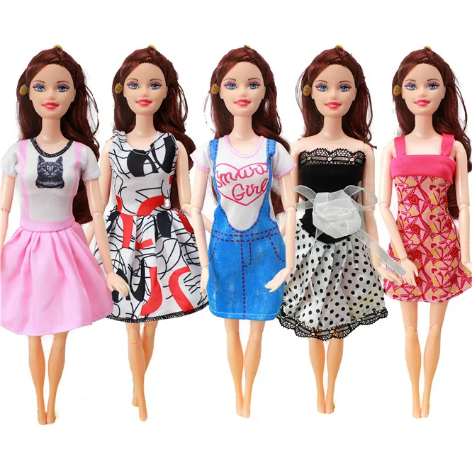 5 set Handmade Fashion Outfit Daily Casual Wear Blouse Shirt Vest Bottom Pants Skirt Clothes For Barbie Doll Accessories Toy 9