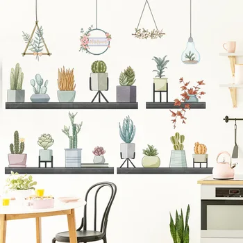 

112*83cm Succulents Potted plants Wall Stickers for Living room Bedroom Dining rooms Removable Vinyl Wall Decals Home Decoration