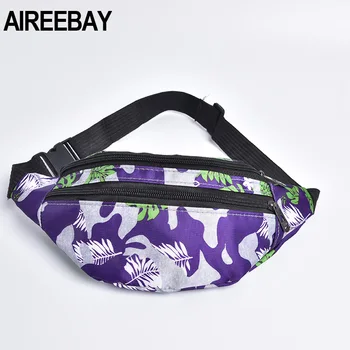 

AIREEBAY Fanny Pack for Women Waist Bag Colorful Printed Unisex Waistbag Belt Bag 3 Zipper Pouch 2019 New Travel Chest Bag