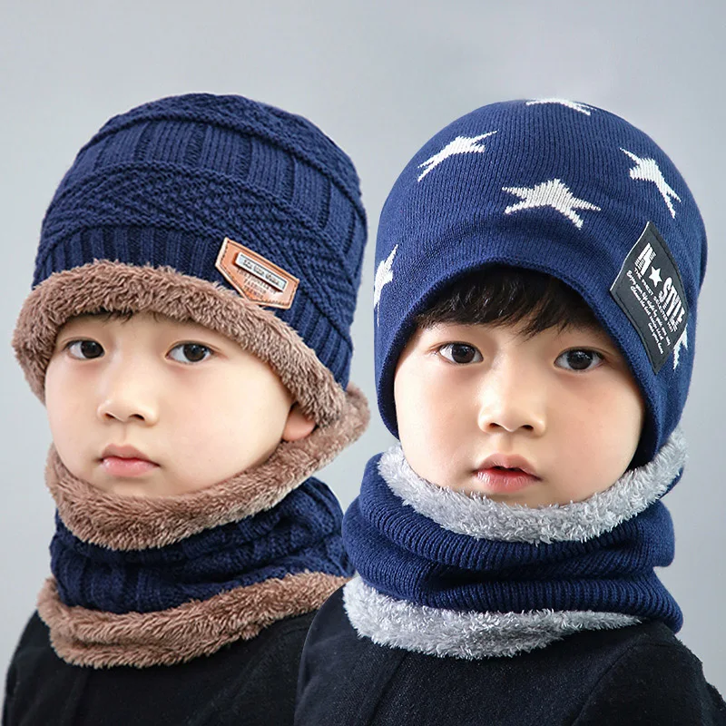 2 Pieces Baby Beanie Toddler Warm Knit Hats Fleece Lined Animals Shape Caps with Earflap for Boys and Girls Winter Supplies