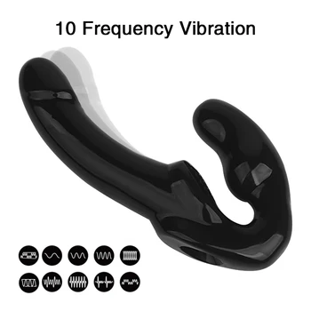 Strapless Strap-on Dildo Vibrator for Couples Strapon for Lesiban Wireless Remote Control Double-Heads Vibrator Adult Sex Toys 3