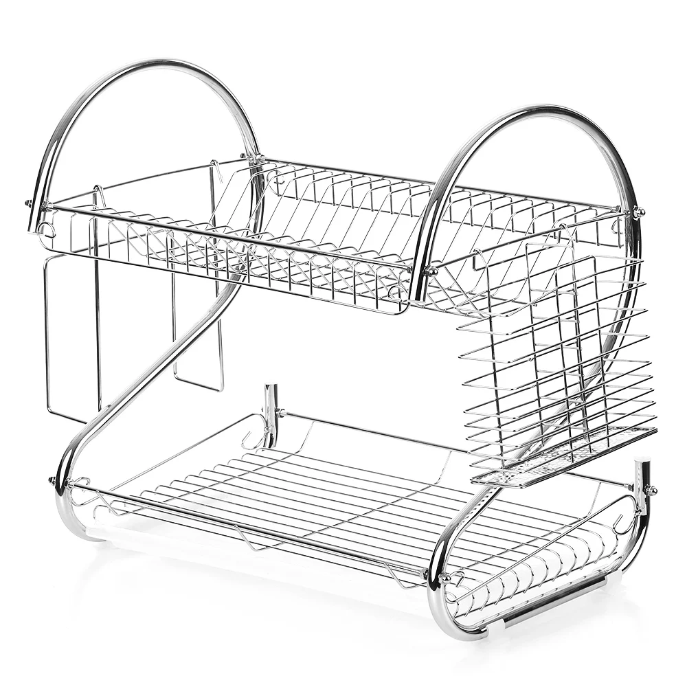 

Hot Metal Tableware Storage Rack Two Layers Cup Holder Kitchen Storage Bowls Rack Dishes Chopping board Holders Organization