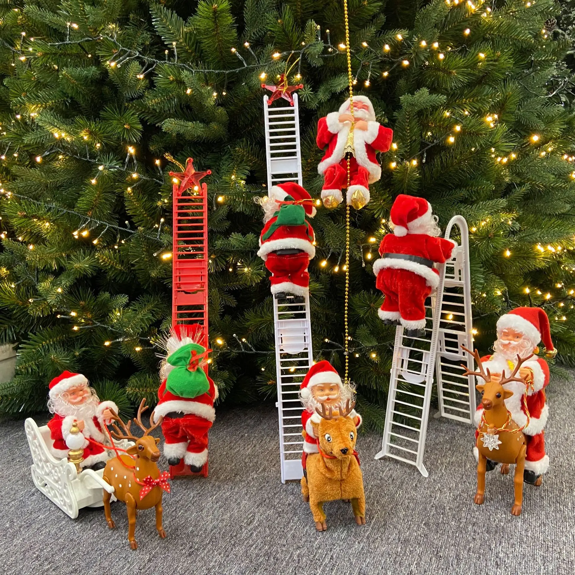 

Electric Santa Claus Climb Ladder Christmas Hanging Decoration Christmas Tree Ornaments Party Kids Gifts