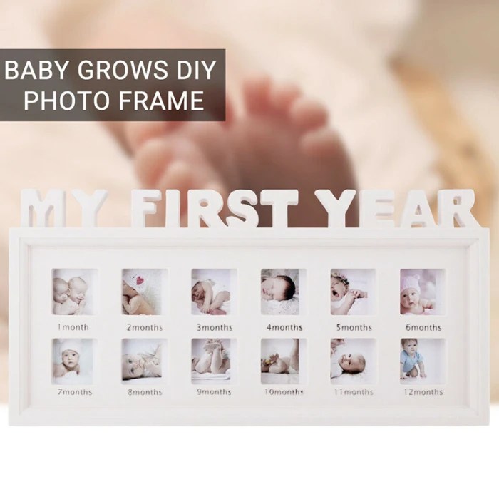 DIY комбинации фоторамки 0-12 месяцев ребенок мой первый год фотографии дисплей пластиковые фоторамки дети растут памяти подарок THIN889