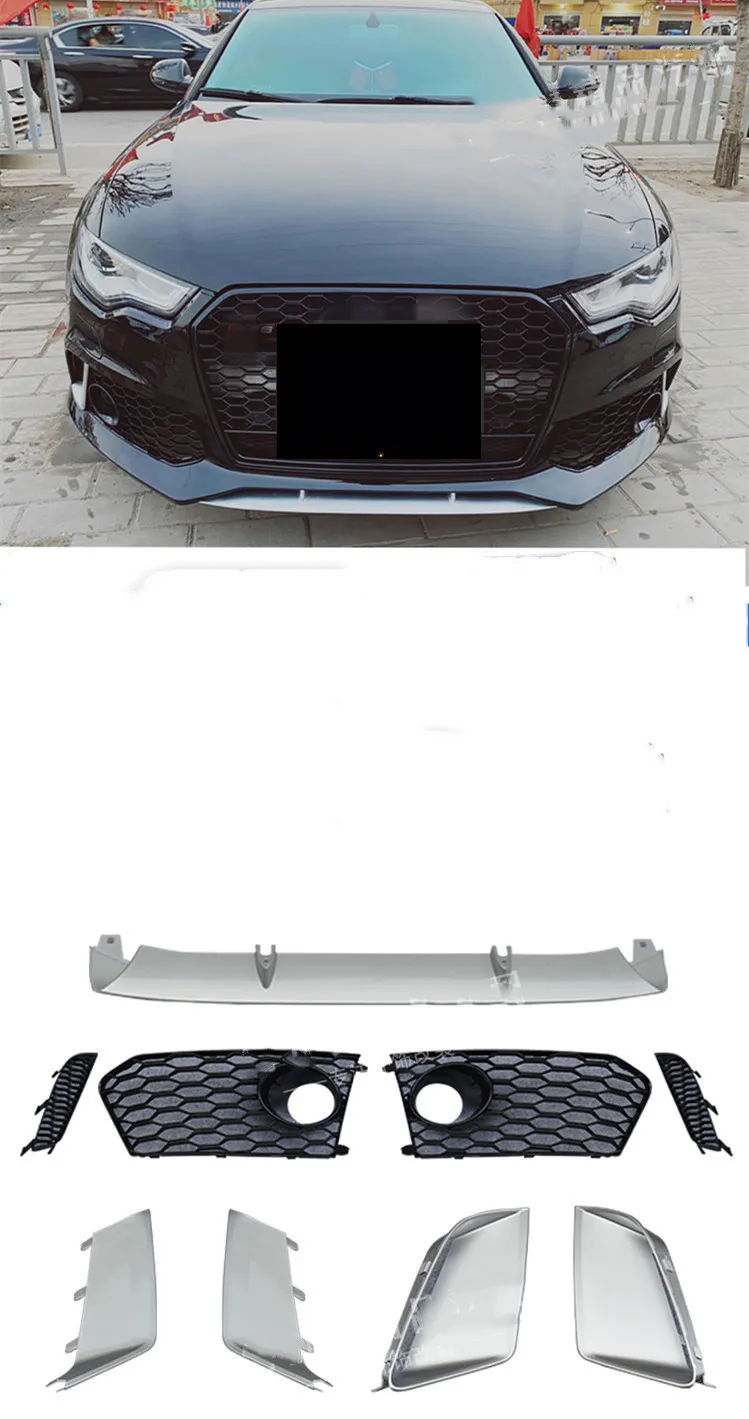Car Front bumper Lip Fog Lamp Wind Knife Cover Trim car exterior accessories car grill mesh for Audi A6L A7 RS6 RS7 09-18