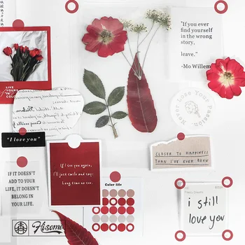 

JIANWU Sticker Memo Dry Flower Combination Material Package Ins Style Collage Decoration journal Sticky Note Stationery