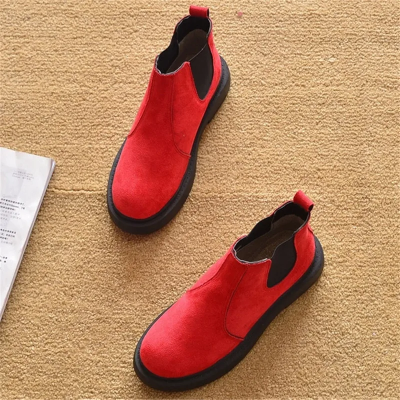 

Leopard Prints Slip On Female Ankle Western Boots Platform Shoes 2020 New Spring Autumn Flat with Short Ankle Boots For Woman