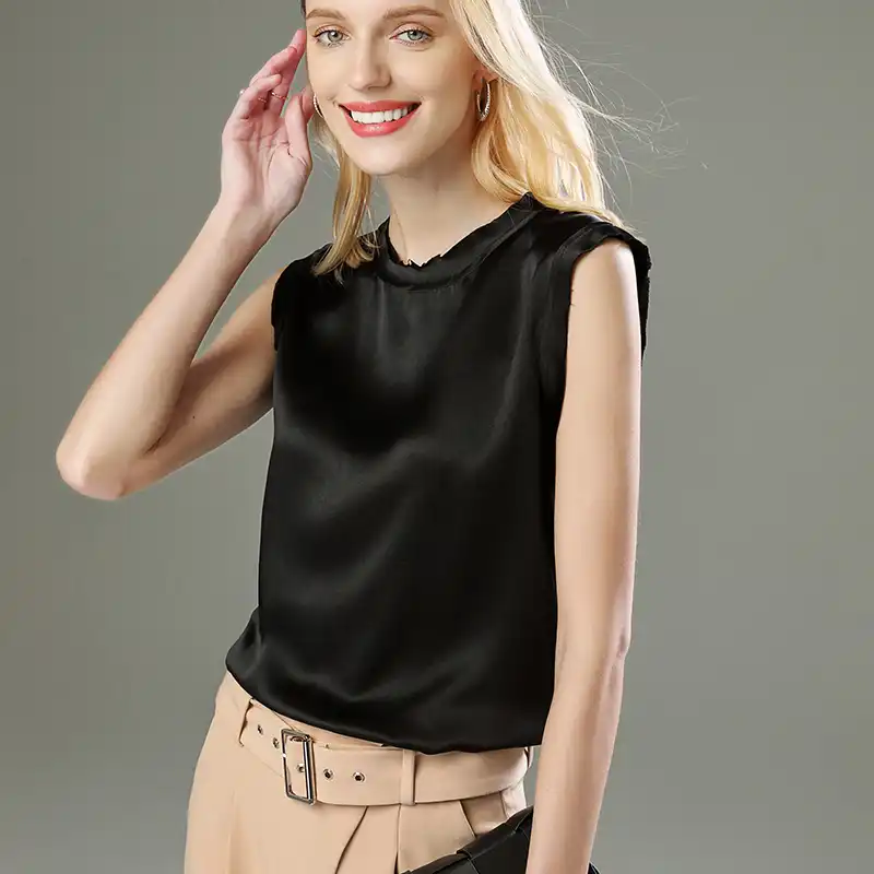 silk satin sleeveless tops
