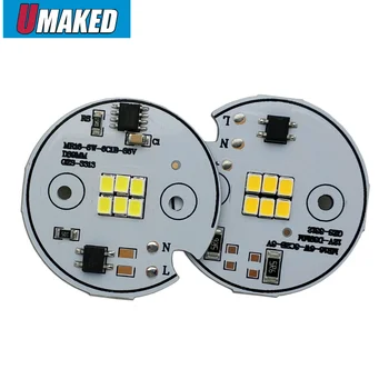 

12V 220V 6W led pcb with integrated IC driver for bulb light, Diamable color driverless aluminum plate board, free ship