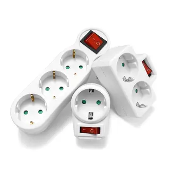 

1 to 3 Way Extend Socket Conversion EU Plug Socket 16A 250V European Standard Socket 4.8mm German Power Extension Plug Converter