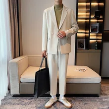 Oimg outono novos ternos soltos masculinos, tecidos de cortina de vento levemente cozidos, ternos casuais masculinos