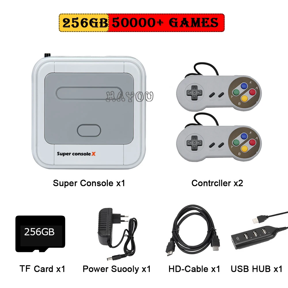 Video Game Console Retro WiFi Super Console X HD TV Box Video Game Player for PS1/N64/MD With 40000+Games 2 Wireless Controllers 