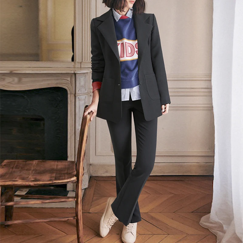 

Suit female 2020 spring and autumn new temperament small suit jacket wide leg pants two-piece suit solid color wild thin women's