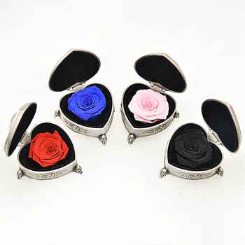 

Preserved Rose Beauty and The Beast Fresh Flower with Vintage Metal Jewelry Box Christams Valentine Gifts for Her Dropshipping