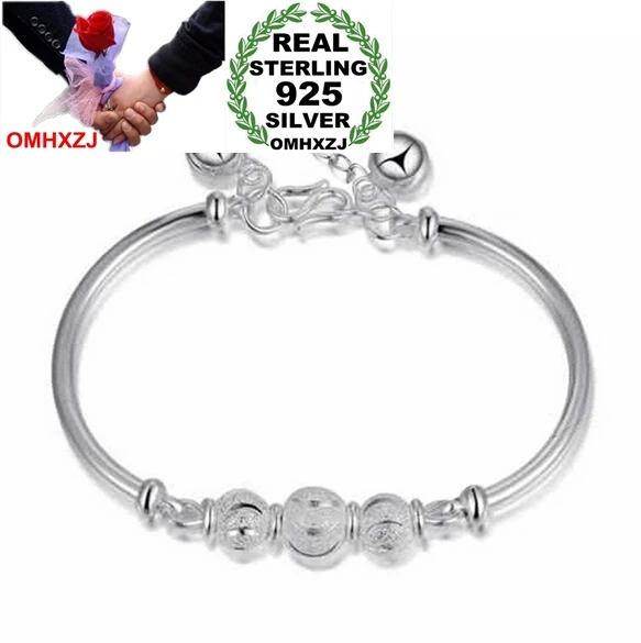 OMH Wholesale Fashion joker present High Quality 925 Sterling Silver Luck Scrub Beads Bells Gift Women Bracelets Bangles SZ35 | Украшения и