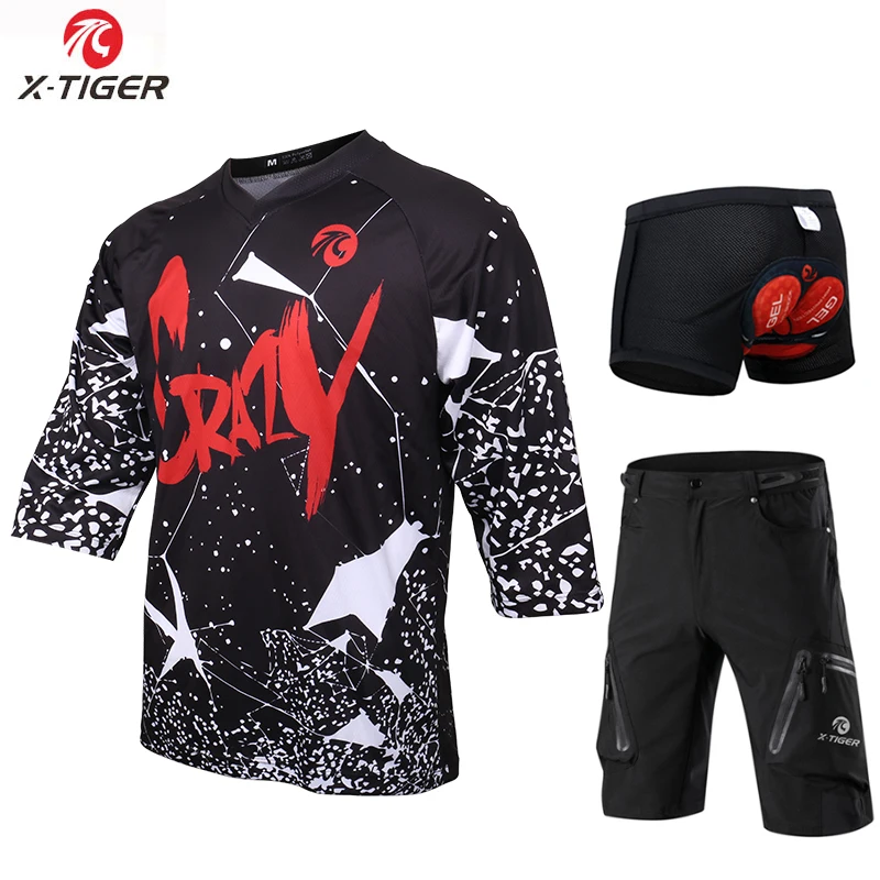 X-Tiger, анти-пот, средний рукав, DH, рубашка, набор, для езды на велосипеде, Джерси, быстросохнущая, для езды на велосипеде, рубашка, джерси, одежда для велоспорта - Цвет: as picture