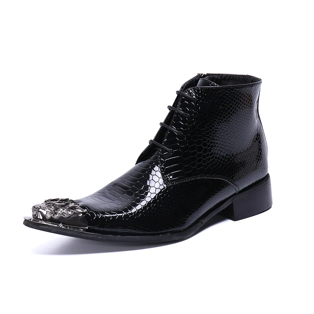 

Martin Boots Short Boots Men Botas De Seguridad Men's High Top Cow Leather New Pointed Toe Ankle Genuine Leather