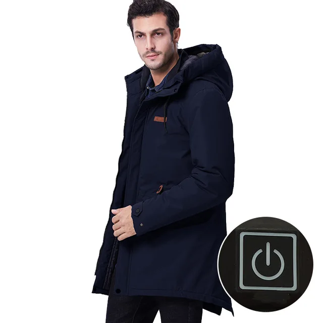 Men Dark Blue WindTaste мужские зимние походные куртки с USB подогревом уличная ветровка для альпинизма кемпинга треккинга лыжного спорта 10XL пальто с капюшоном KA148 - Цвет: Men Dark Blue