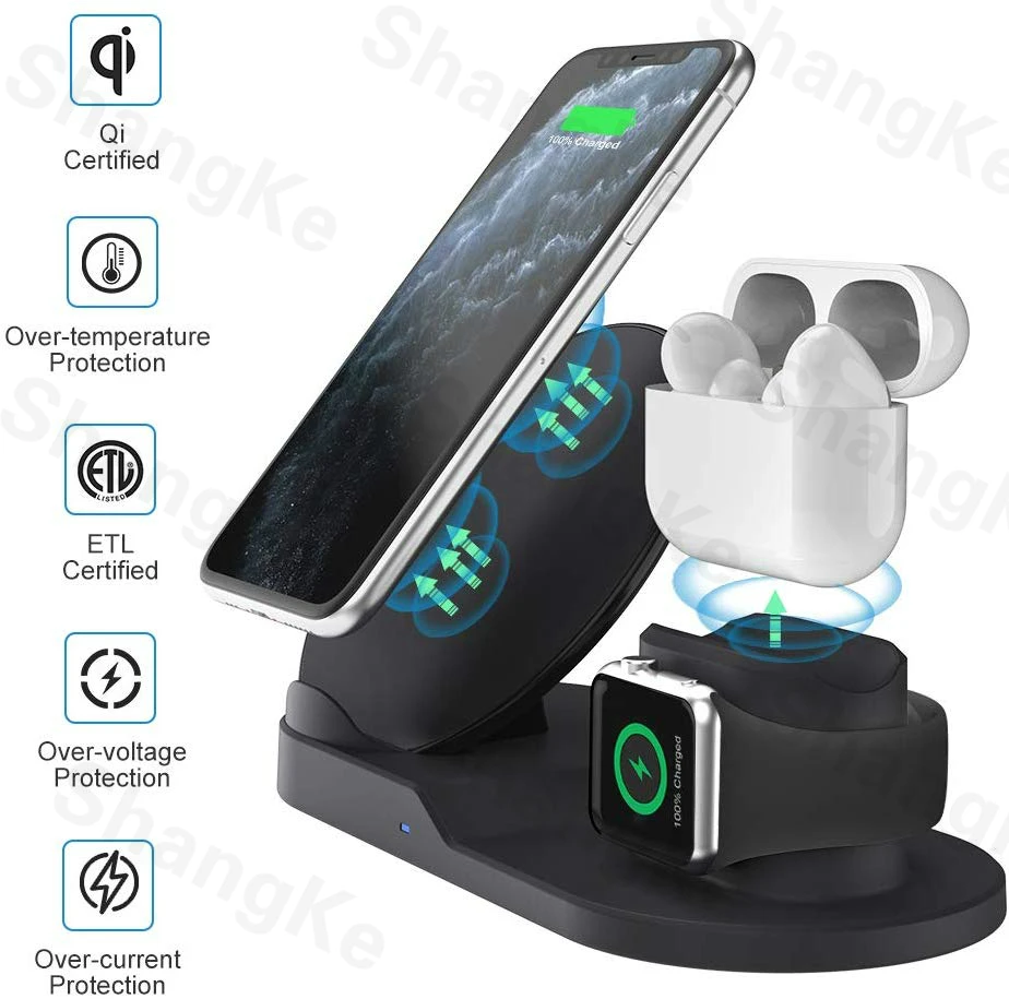 3 in 1 Fast Wireless Charger Dock Station Fast Charging For iPhone 12 12 Pro SE 11 XR XS for Apple Watch 2 3 4 5 For AirPods Pro
