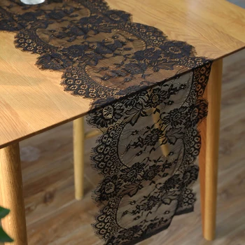 

Elegant Black Lace Table Runner Modern 35*300cm Table Runners For Wedding Table Decor Cover Tablecloth Camino De Mesa Tafelloper