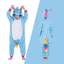 Комбинезон, пижама для детей 4, 6, 8, 10, 12 лет, Детская Пижама с единорогом комбинезон с единорогом, пижама с животными пандой