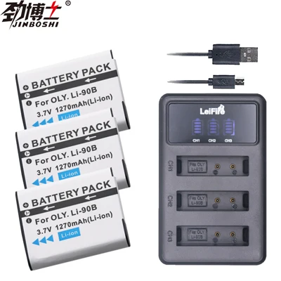 1x LI-90B LI 90B LI90B LI-92B батарея+ 3 порта USB зарядное устройство для Olympus Tough TG-1 iHS TG-2 iHS TG-3 TG-4 TG L20 SH50 iHS SH60 - Цвет: 3X B and Charger