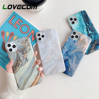 

LOVECOM Vintage Marble Texture Phone Case For iPhone 11 Pro Max XR XS Max 6 6S 7 8 Plus X Soft IMD Matte Glossy Back Cover Gift