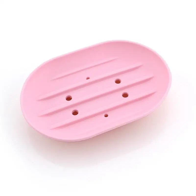Pink Модная силиконовая Нескользящая мыльница для ванной комнаты, держатель для мыла, держатель для путешествий, блюдо, новинка, конфетный цвет, мыльница для ванной - Цвет: Pink
