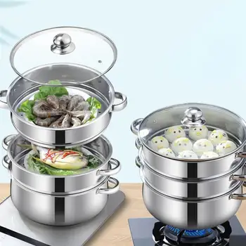 

1pc Stainless Steel Stockpot Multifunction Pot (Four-Layer, Super Thick-28cm)