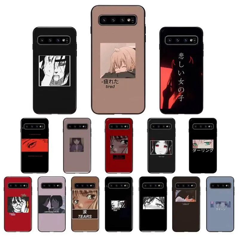 Грустный чехол для телефона в японском стиле аниме Samsung Galaxy S10E S20 Ultra S10 S21 S7 S8 S9 Plus