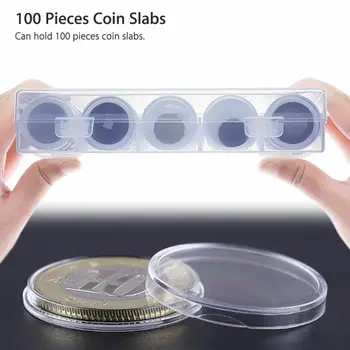 

100pcs Clear Round Plastic Coin Capsule Container Storage Box Holder CaseCommemorative Coin Storage Box