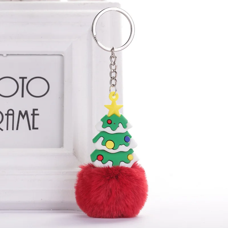 Милый Санта-лося, плюшевая кукла, детская игрушка, меховой шар, брелок для ключей, подвеска, украшения для детского дня рождения, свадьбы, вечеринки, подарок на Рождество - Цвет: Red Christmas Tree