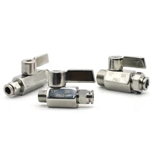 Мини шаровой клапан из нержавеющей стали Ручка 1/4 3/8 1/2 4/6/8/10/12/14/16 мм od шланг ПК адаптер Женский Мужской 304 2-ходовой шаровой клапан