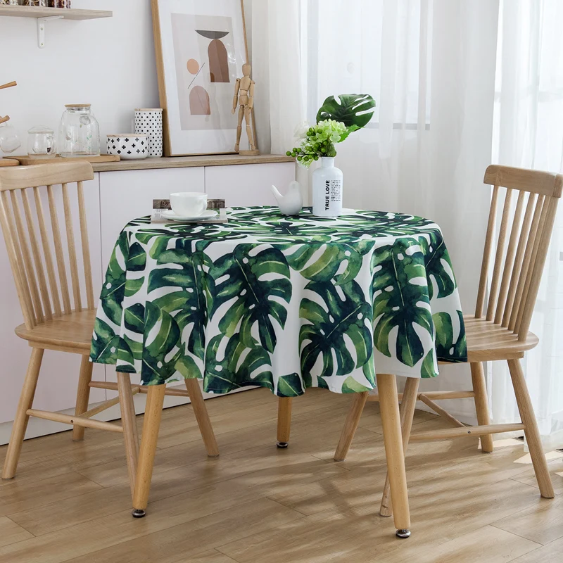 Рисунок тропические растения скатерть круглая напэ покрытие стола вечерние