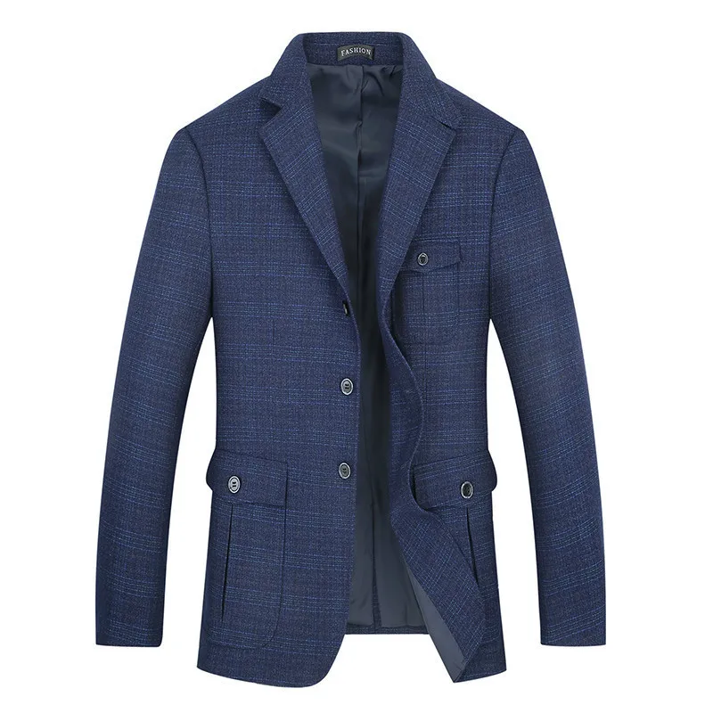 Размера плюс 8XL 7XL горячая распродажа мужские корейской slim fit поступление хлопковый Блейзер пиджак синего цвета размера плюс мужские пиджак...