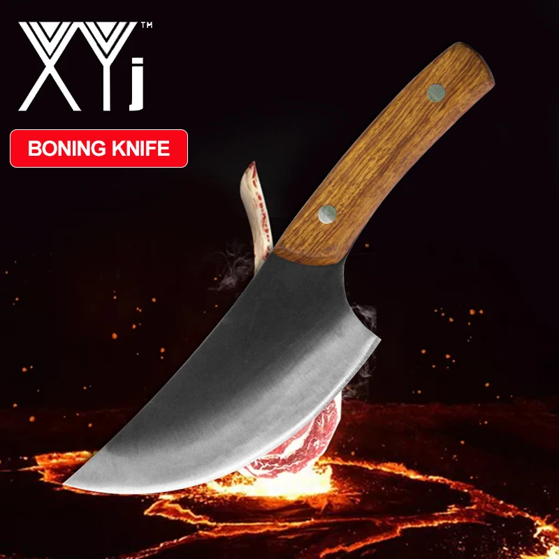 Кухонный нож ручной работы для мяса обвалки с деревянной ручкой из углеродистой