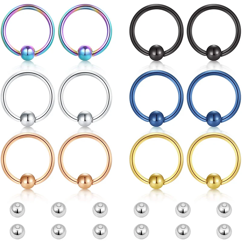 16g Captive Bead Rings Nose Hoop Lip Eyebrow Tongue Helix Tragus