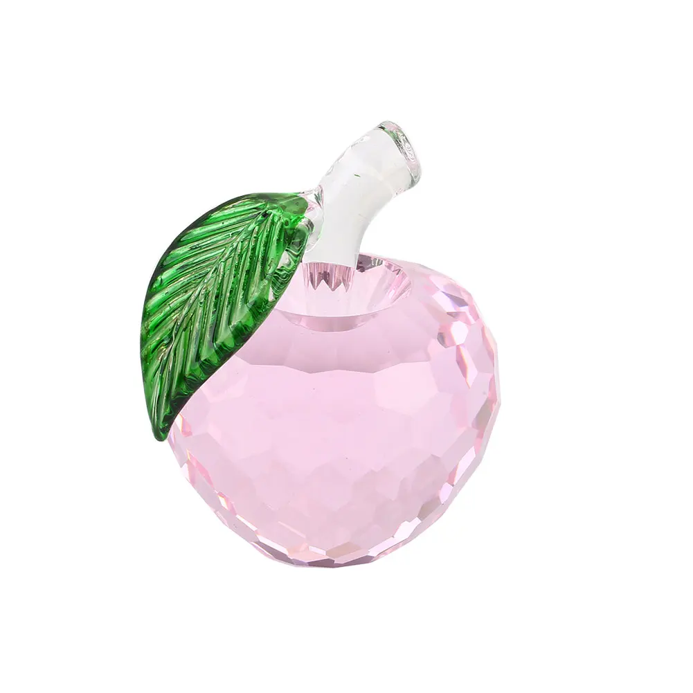 Pink Хрустальное яблоко настольные украшения офисный Настольный Рождественский подарок 9 цветов 40 мм пресс-папье DIY домашнее украшение 3D фигурка - Цвет: Pink