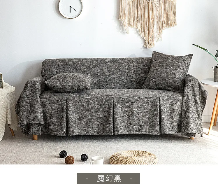 Сплошной цвет диван набор покрывало сырой льняной диван полотенце современный простой Ткань Искусство четыре сезона коврик диван кусок ткани диван покрытие - Цвет: color6