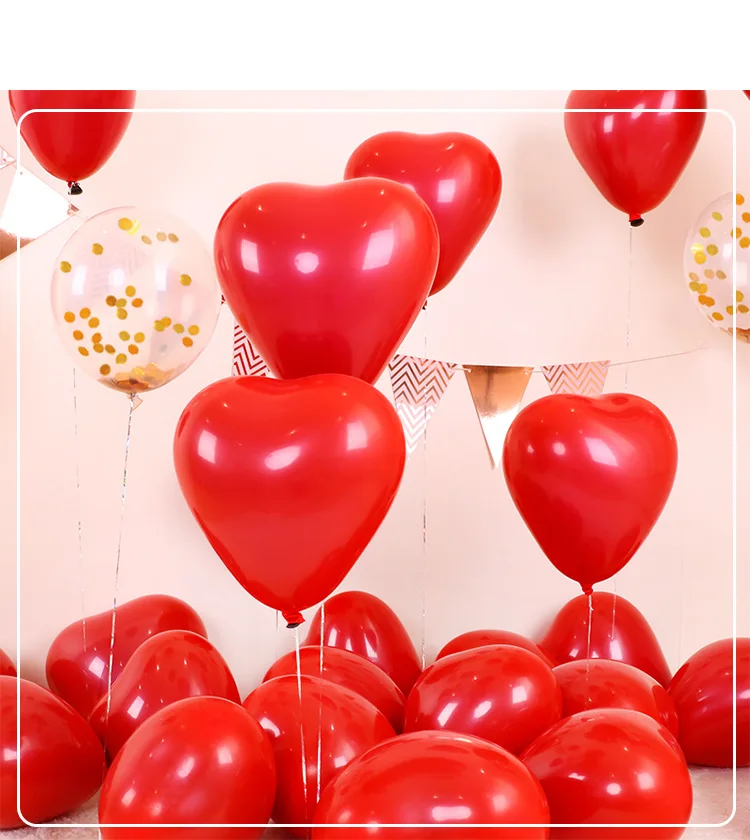 Wedding Decoration Ruby Red Horse Caron Heart Shape Balloon Marriage House Decorative Pomegranate Red 10-Inch Rubber Balloons
