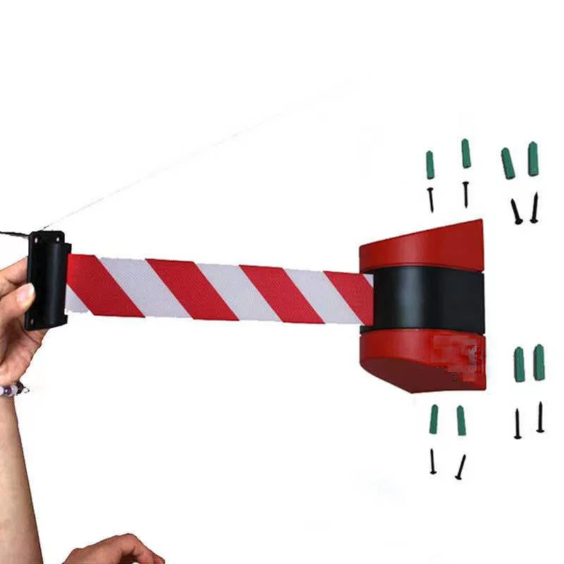 WALL MOUNTED 10M RETRACTABLE BARRIER TAPE SAFETY EVENTS HAZARD WARNING TAPE BELT 