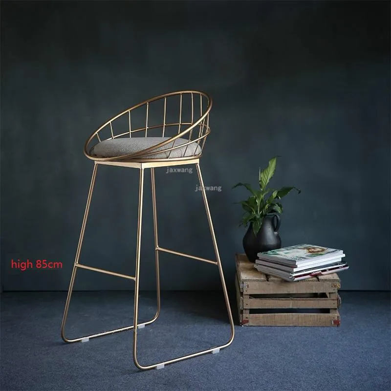 Современный простой барный стул из кованого железа, барный стул, золотой высокий стул, современный обеденный стул, железный стул для отдыха, скандинавский барный стул, табуреты - Цвет: Height 85CM