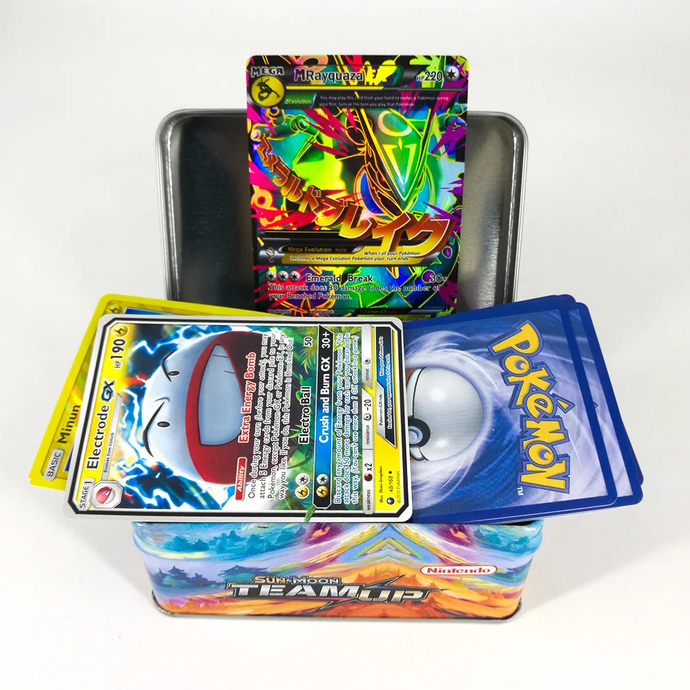 Takara Tomy Pokemon Card MEGA Trainer Energy SUN MOON TEAM UP Collection Board 42pcs Toys Metal Box Flash Card for Kids Takara Tomy Pokemon Card MEGA Trainer Energy SUN MOON TEAM UP Collection Board 42pcs Toys Metal Box Flash Card for Kids